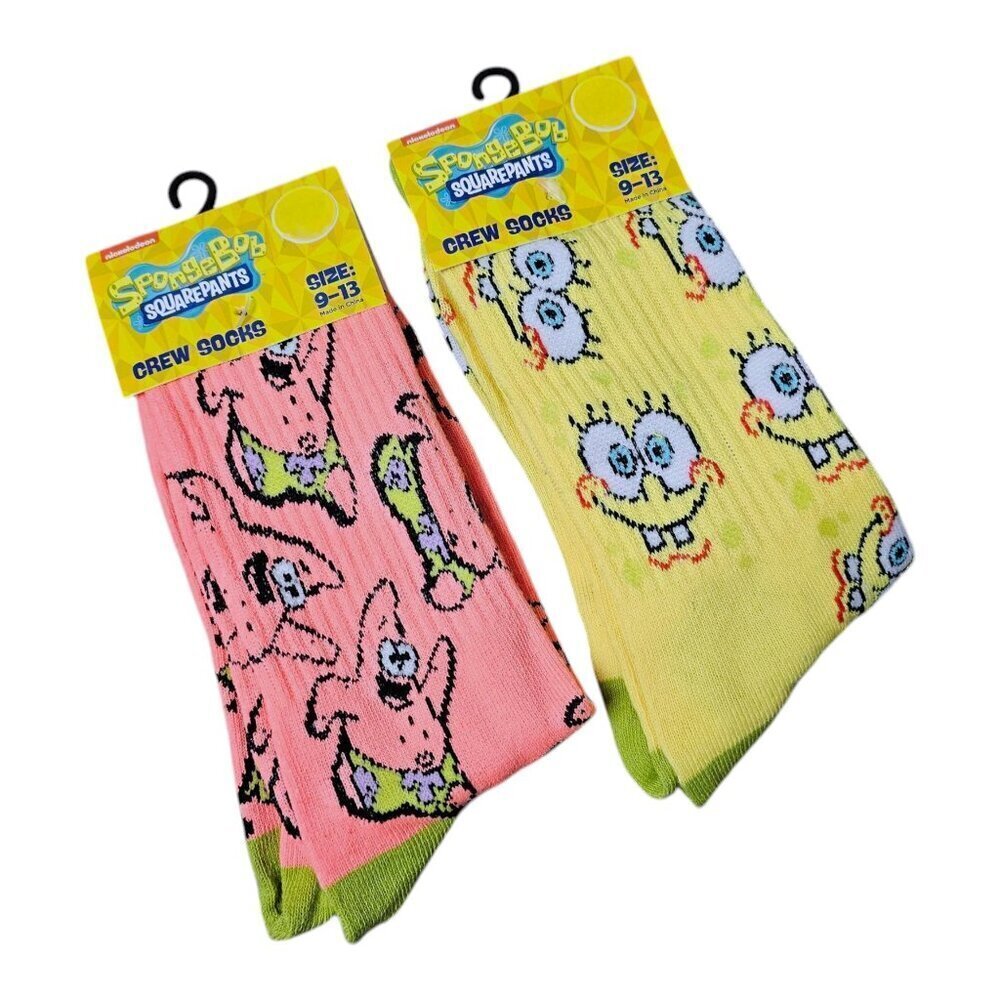 Nickelodeon New Spongebob Patrick Character Printed Crew Novelty Socks 2 Sets
